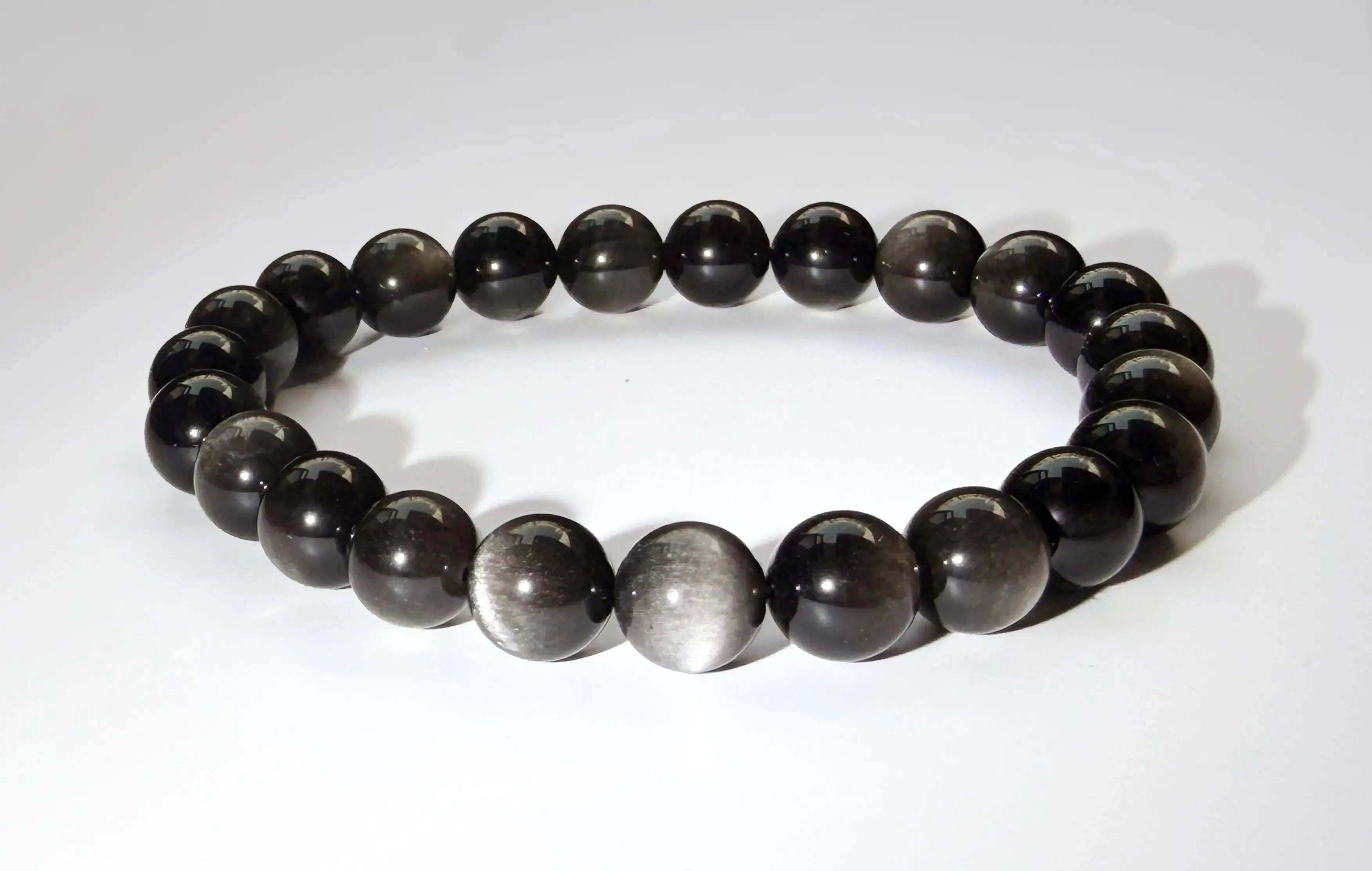 Gold and Silver Sheen Obsidian Bracelet for Protection view 3